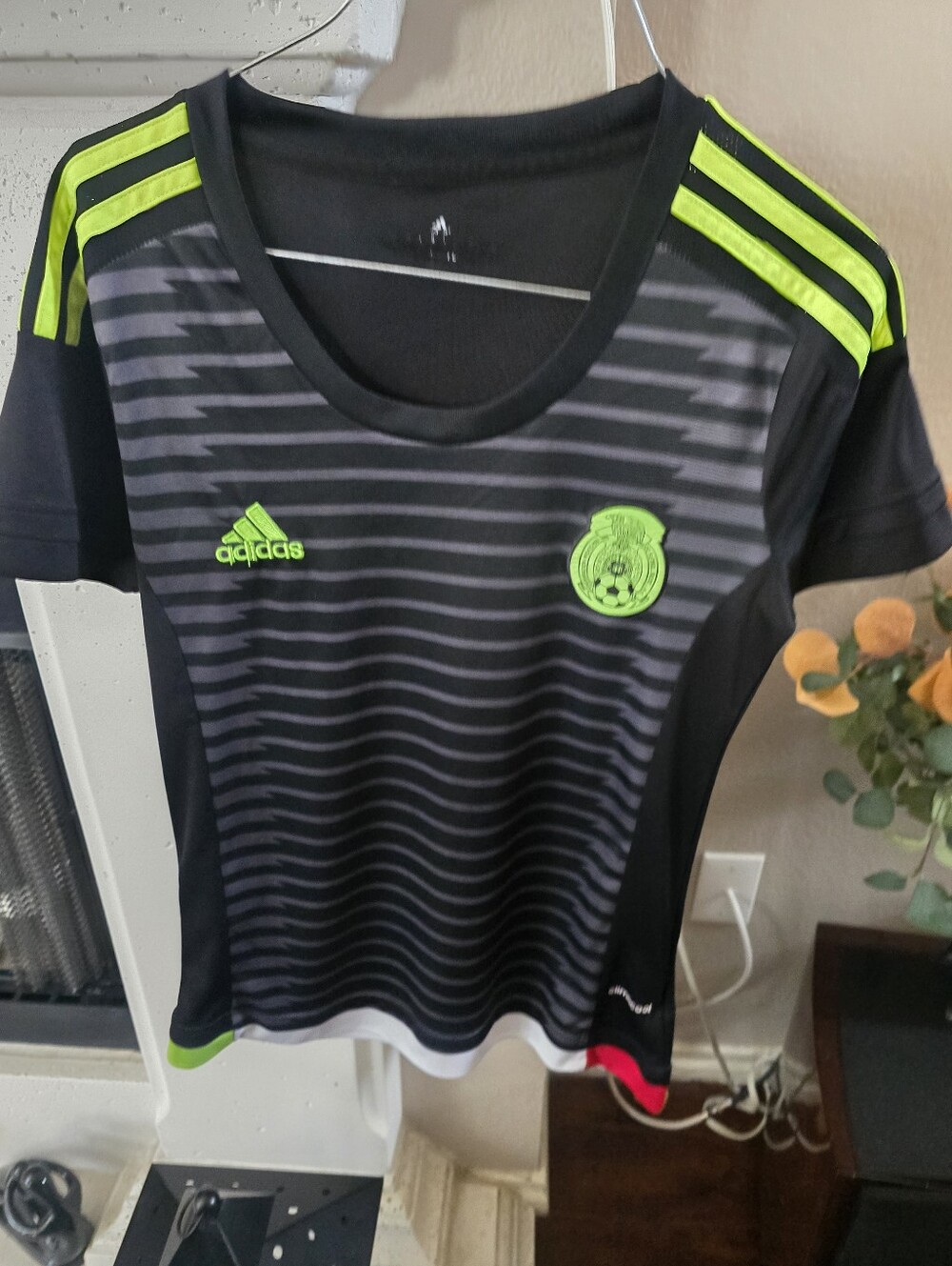 Black & Neon Yellow  Soccer Jersey with Mexico Crest